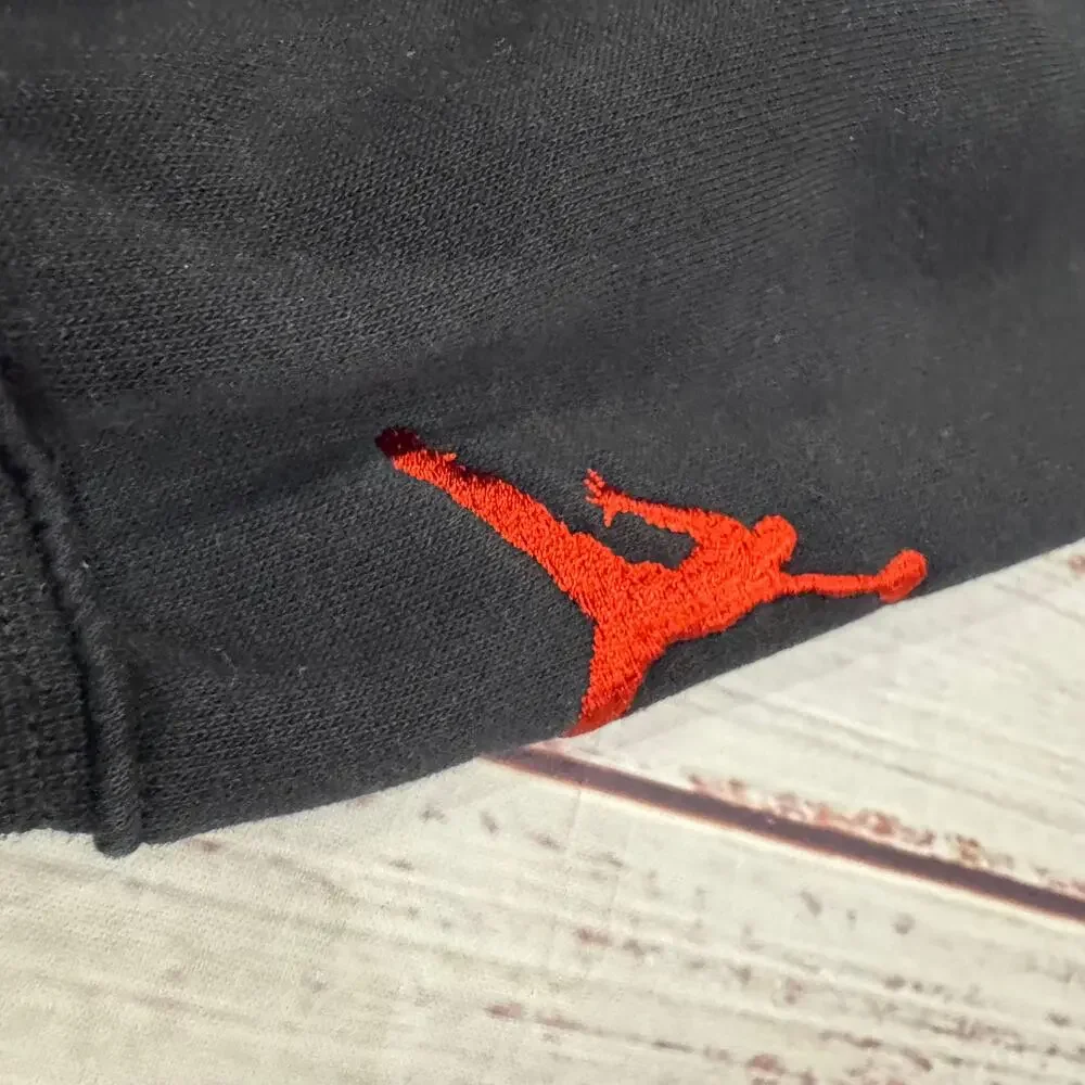 Jordan Jumpman Holiday Pullover Hoodie Mens M Black AJ1 Cross Stitch EUC